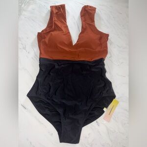 Summersalt black brown backflip one piece swim bathing suit 6 new nwt
